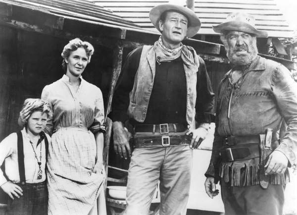 tableaux-photos - Lee Aaker, Geraldine Page, John Wayne et War Bond - BRIDGEMAN IMAGES