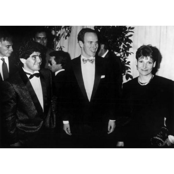 Albert de Monaco avec Diego Maradona et Jeannie Longo, 1986