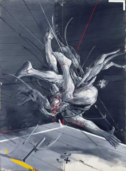 tableaux-pour-couloir - Poursuite, 1977, Vladimir Velickovic - BRIDGEMAN IMAGES
