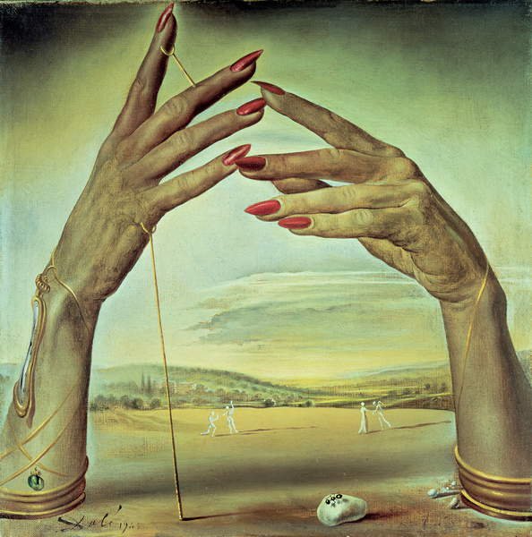 tableaux-pour-couloir - Portrait d'une femme passionnée (Les mains), 1945, par Salvador Dali - BRIDGEMAN IMAGES