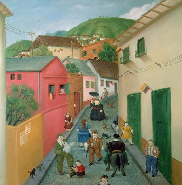 tableaux-pour-couloir - La rue, 1987, Fernando Botero - BRIDGEMAN IMAGES