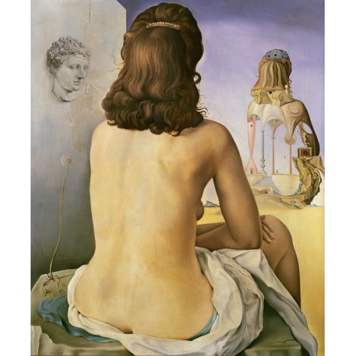 Mon épouse, desnuda, contemplando su propia carne convirtiéndose en escaleras, Salvador Dali