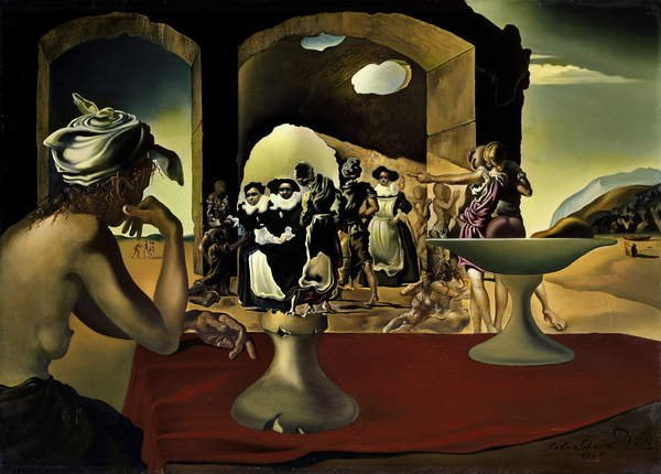 tableaux-pour-couloir - Marché aux esclaves avec le buste disparu de Voltaire, 1940, Salvador Dali - BRIDGEMAN IMAGES