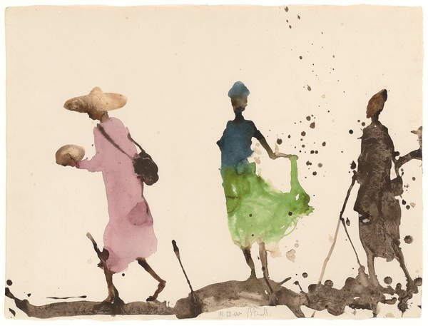 tableaux-pour-couloir - Marché de la Sangha, Jupe verte, 2000, Miquel Barceló - BRIDGEMAN IMAGES