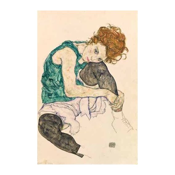 pinturas do retrato - Quadro -Seated Woman with Bent Knee-