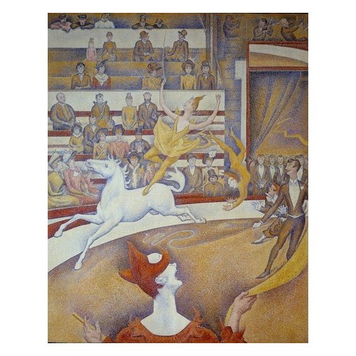 Le Cirque, Une écuyère, un cheval, un clown et des acrobates, 1891,  Seurat, Georges Pierre