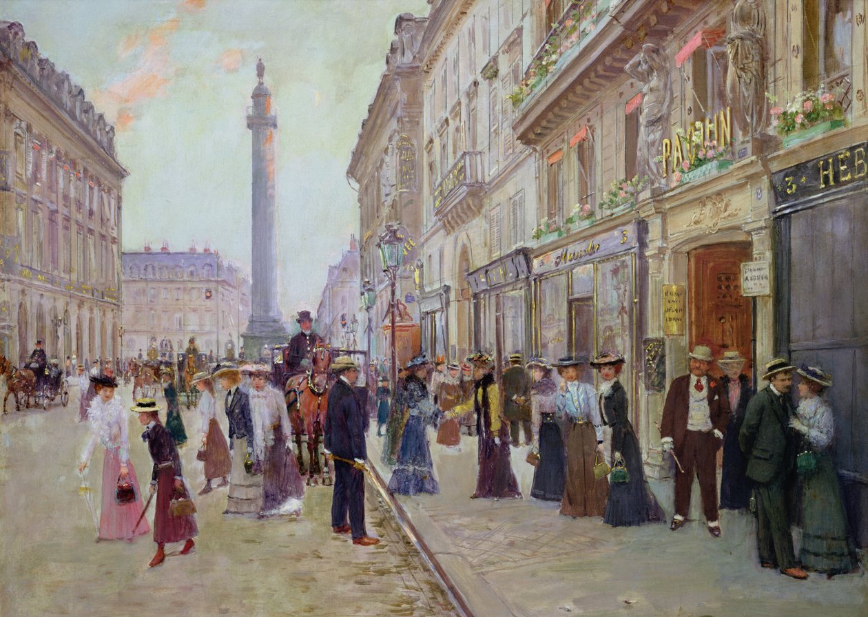 tableaux-pour-couloir - Tableau -Travailleurs quittant la Maison Paquin, rue de la Paix, vers 1900, Beraud, Jean - Beraud, Jean