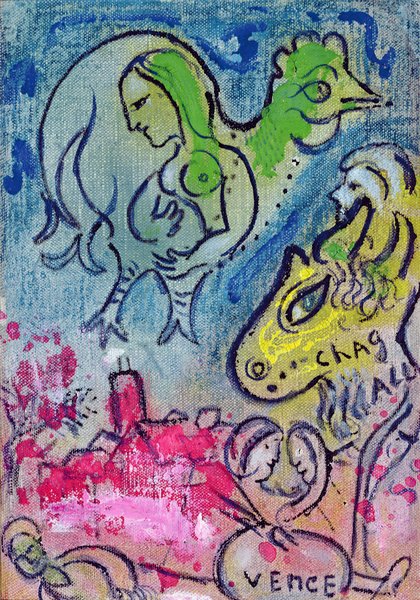 tableaux-pour-couloir - Tableau Salon -  The Village (Vence), 1966, Chagall, Marc -  Chagall, Marc 