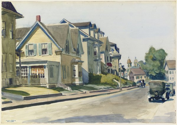 tableaux-modernes - Tableau -  Prospect Street, Gloucester, 1928, Edward Hopper - Hopper, Edward