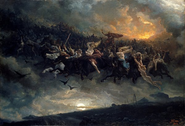 tableaux-de-paysages - La chasse sauvage d'Odin 1872 -  Arbo, Peter Nicolai - BRIDGEMAN IMAGES