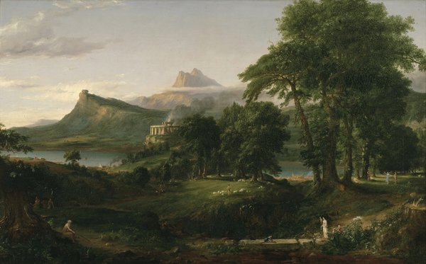 tableaux-pour-hall - Le Cours de l'Empire : L'État Arcadien ou Pastoral — Thomas Cole - BRIDGEMAN IMAGES