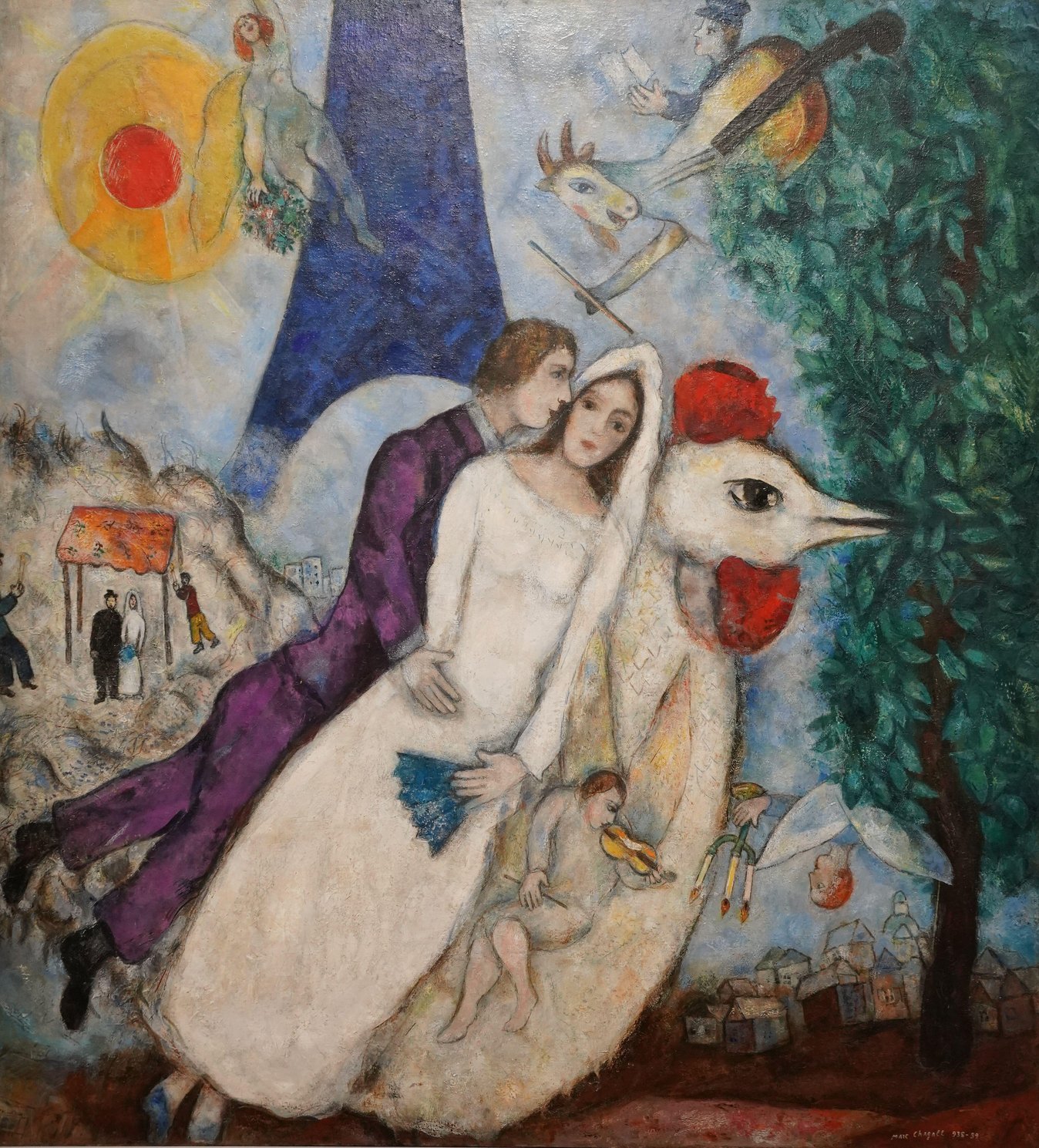 tableaux-pour-salon - Les Mariés de la Tour Eiffel — Marc Chagall -  Chagall, Marc 