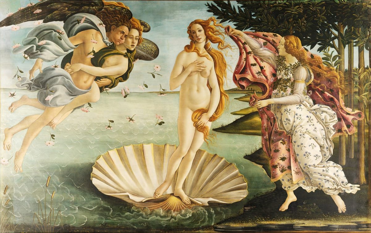 tableaux-de-portraits - 	Tableau de Nus - La naissance de Vénus, Alessandro Botticelli - Botticelli, Alessandro