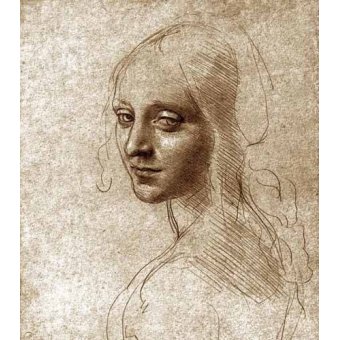 Tableaux Mappemondes - Tableau -Angel face of the Virgin of the Rocks-, Leonardo da Vinci - Vinci, Leonardo da