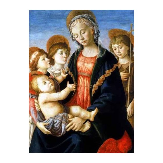 imagens religiosas - Quadro -La virgen y el Niño con San Juan Bautista y dos angeles-