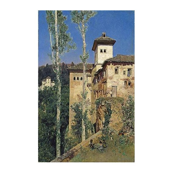 pinturas de paisagens - Quadro -La Torre de las Damas en la Alhambra-