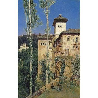 Tableaux de Paysages - Tableau -La Torre de las Damas en la Alhambra-, Martin Rico y Ortega - Rico y Ortega, Martin