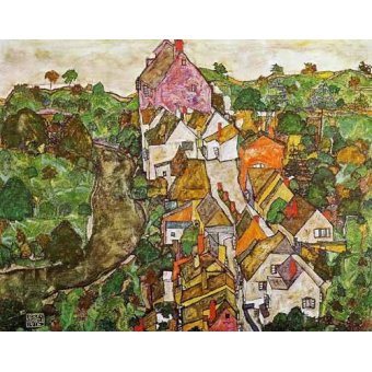 Tableaux de Paysages - Tableau -Paisaje de Krumau-, Egon Schiele - Schiele, Egon