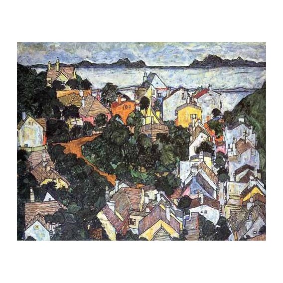 pinturas de paisagens - Quadro -Paisaje de verano en Krumau-