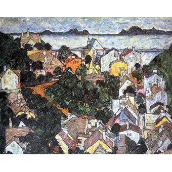 Tableaux de Paysages - Tableau -Paisaje de verano en Krumau-, Egon Schiele - Schiele, Egon