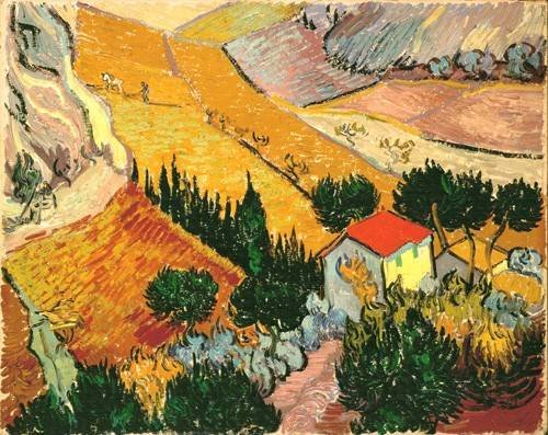 Tableau -Paysage avec maison et laboureur, 1889- | Reproductions de Tableaux de paysages pour la decoration