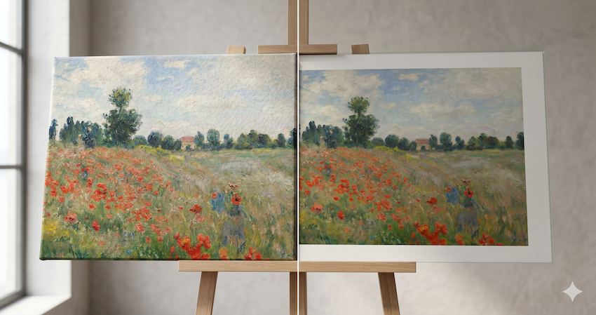 Quelle est la différence entre une reproduction sur toile et sur papier ?